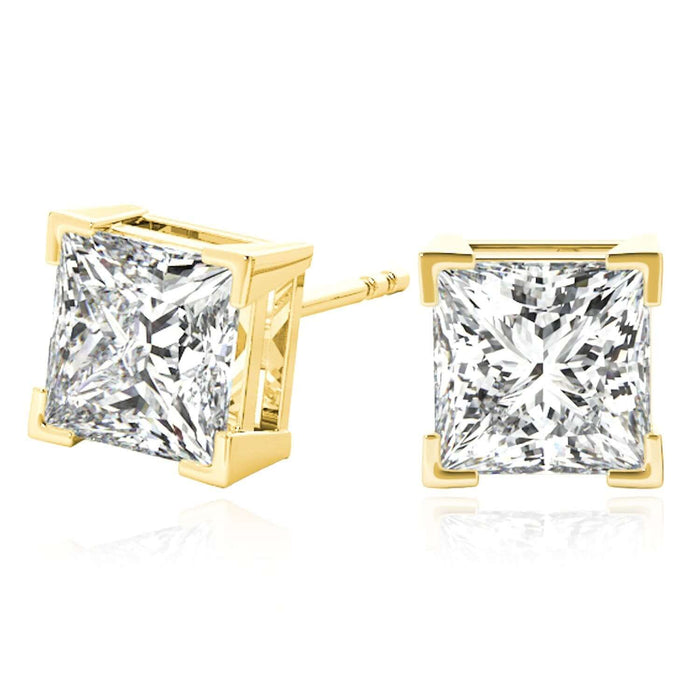 Lab - Grown Diamond 14K Gold Princess - Cut Stud Earrings 4.5 - 8mm - WJD Exclusives