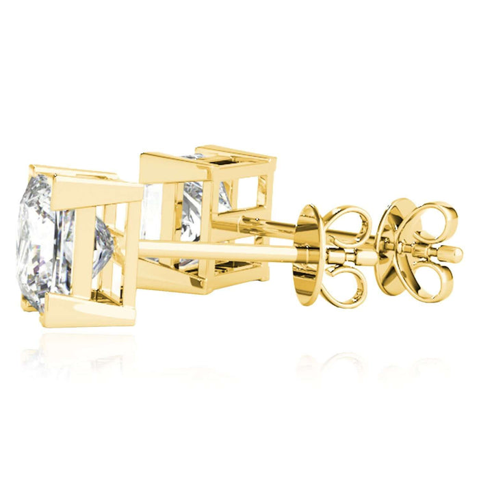 Lab - Grown Diamond 14K Gold Princess - Cut Stud Earrings 4.5 - 8mm - WJD Exclusives