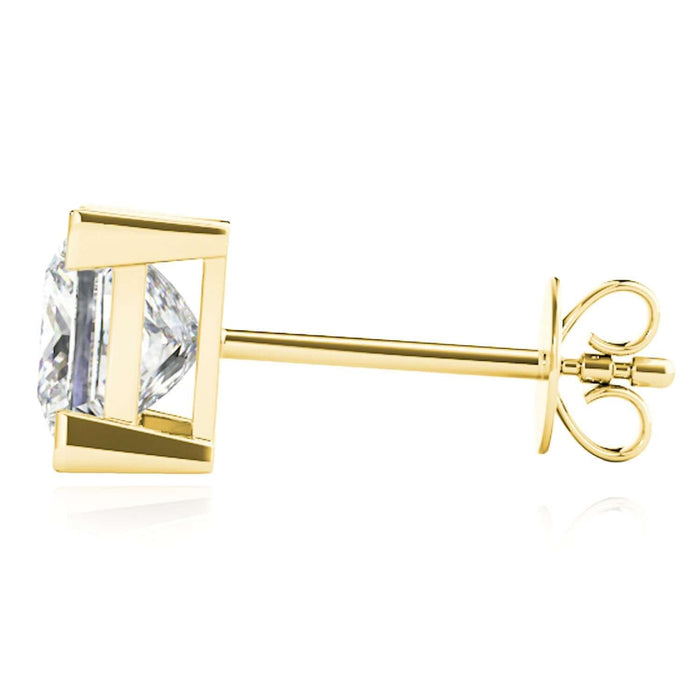 Lab - Grown Diamond 14K Gold Princess - Cut Stud Earrings 4.5 - 8mm - WJD Exclusives