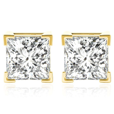 Lab - Grown Diamond 14K Gold Princess - Cut Stud Earrings 4.5 - 8mm - WJD Exclusives
