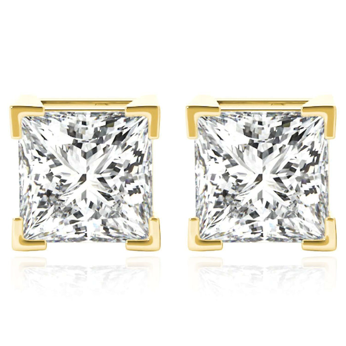Lab - Grown Diamond 14K Gold Princess - Cut Stud Earrings 4.5 - 8mm - WJD Exclusives