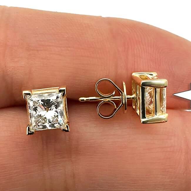 Lab - Grown Diamond 14K Gold Princess - Cut Stud Earrings 4.5 - 8mm - WJD Exclusives