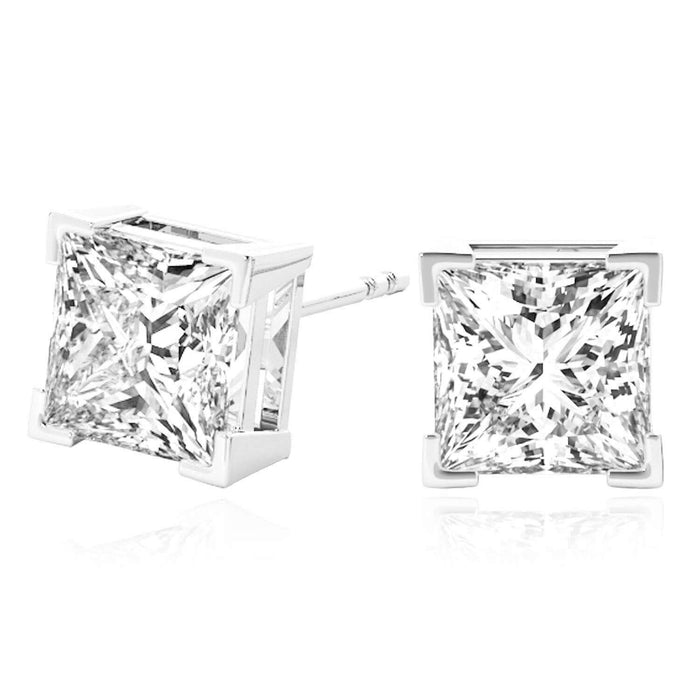 Lab - Grown Diamond 14K White Gold Princess - Cut Stud Earrings 4.5 - 8mm - WJD Exclusives