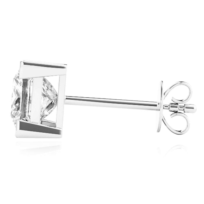 Lab - Grown Diamond 14K White Gold Princess - Cut Stud Earrings 4.5 - 8mm - WJD Exclusives