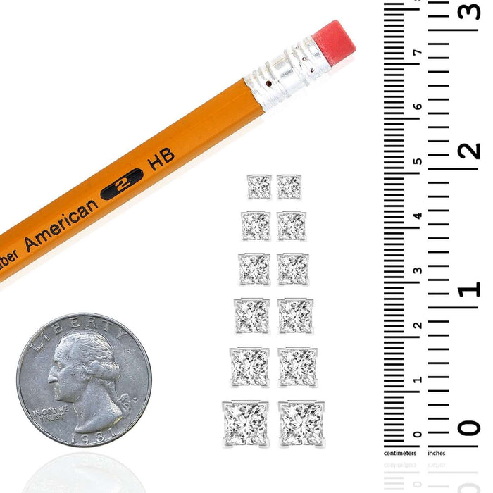 Lab - Grown Diamond 14K White Gold Princess - Cut Stud Earrings 4.5 - 8mm - WJD Exclusives