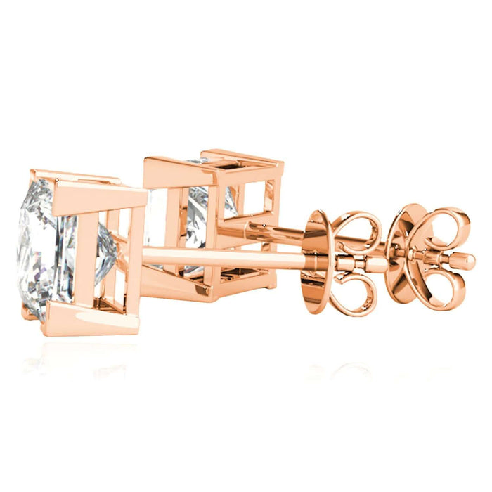 Lab - Grown Diamond 14K Rose Gold Princess - Cut Stud Earrings 4.5 - 8mm - WJD Exclusives