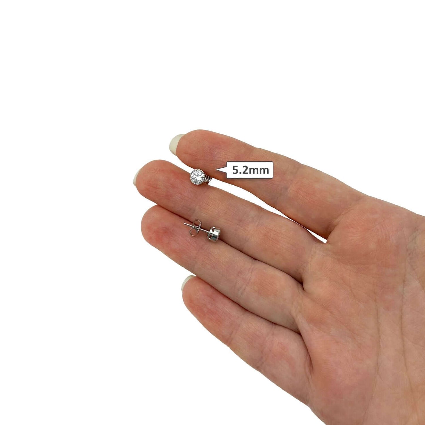 Lab-Grown Diamond 14K Real Gold White Round Bezel Set Push Back Stud Earrings