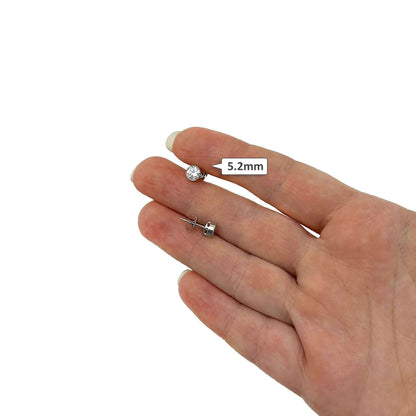 Lab-Grown Diamond 14K Real Gold White Round Bezel Set Push Back Stud Earrings