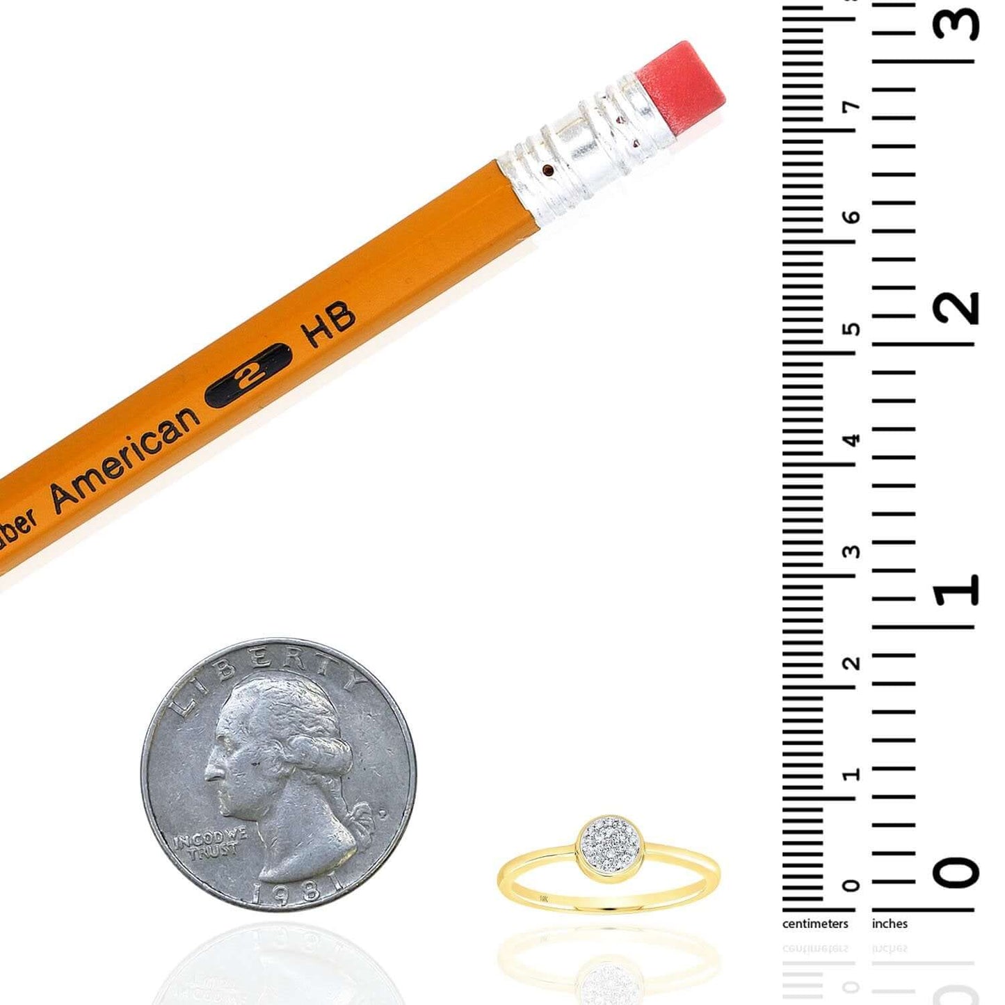 0.05CTW Real Diamond 10K Gold 6mm Round Pave Circle Stackable Ring