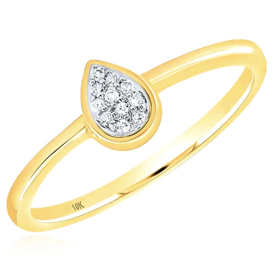0.03TW Natural Diamond 10K Yellow Gold Pear Stackable Ring - WJD Exclusives