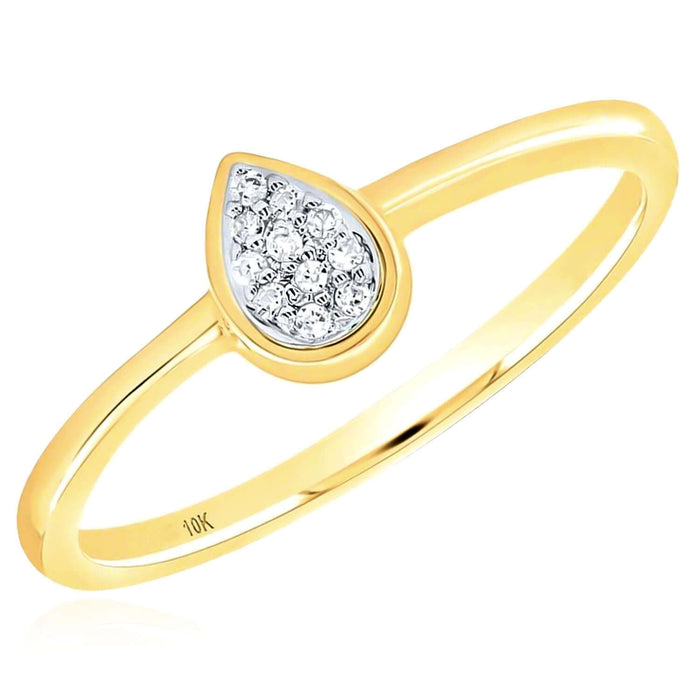 0.03TW Natural Diamond 10K Yellow Gold Pear Stackable Ring - WJD Exclusives