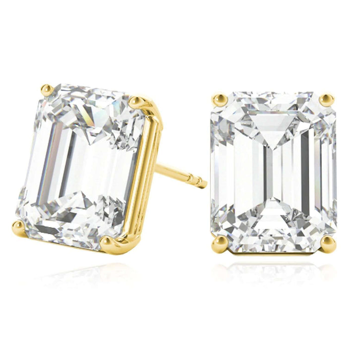 Lab - Grown Diamond 14K Gold Emerald - Cut Stud Earrings - WJD Exclusives