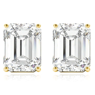 Lab - Grown Diamond 14K Gold Emerald - Cut Stud Earrings - WJD Exclusives