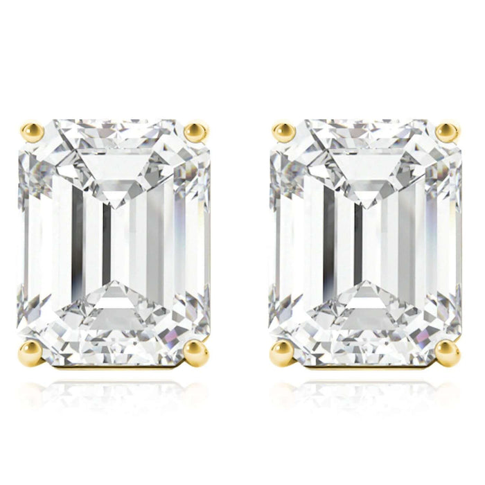 Lab - Grown Diamond 14K Gold Emerald - Cut Stud Earrings - WJD Exclusives