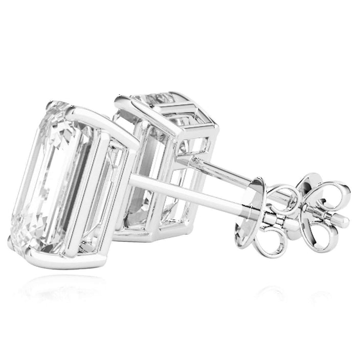 Lab - Grown Diamond 14K White Gold Emerald - Cut Stud Earrings - WJD Exclusives