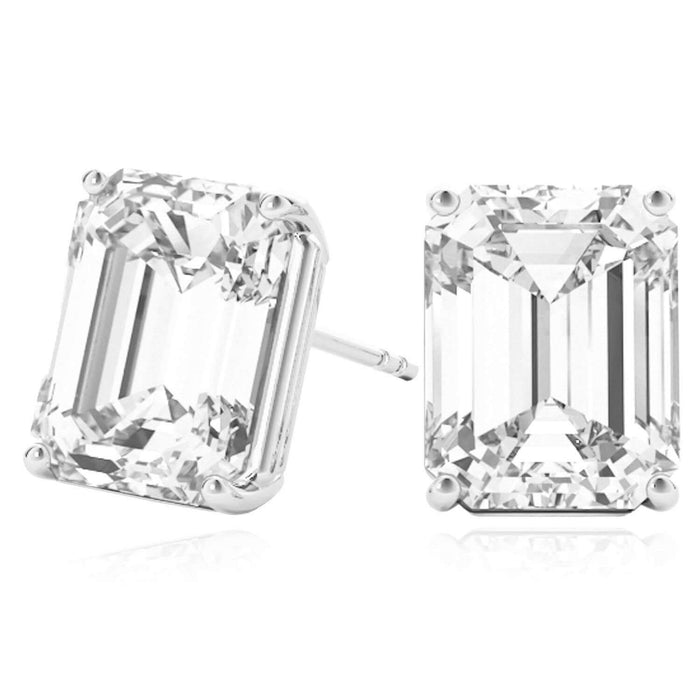 Lab - Grown Diamond 14K White Gold Emerald - Cut Stud Earrings - WJD Exclusives