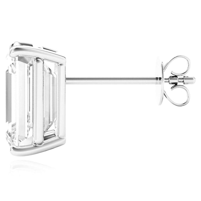 Lab - Grown Diamond 14K White Gold Emerald - Cut Stud Earrings - WJD Exclusives