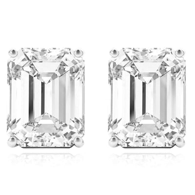 Lab - Grown Diamond 14K White Gold Emerald - Cut Stud Earrings - WJD Exclusives