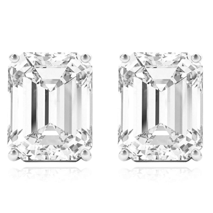 Lab - Grown Diamond 14K White Gold Emerald - Cut Stud Earrings - WJD Exclusives