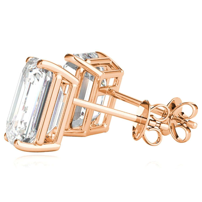 Lab - Grown Diamond 14K Rose Gold Emerald - Cut Stud Earrings - WJD Exclusives