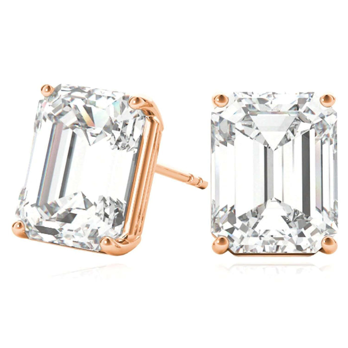 Lab - Grown Diamond 14K Rose Gold Emerald - Cut Stud Earrings - WJD Exclusives