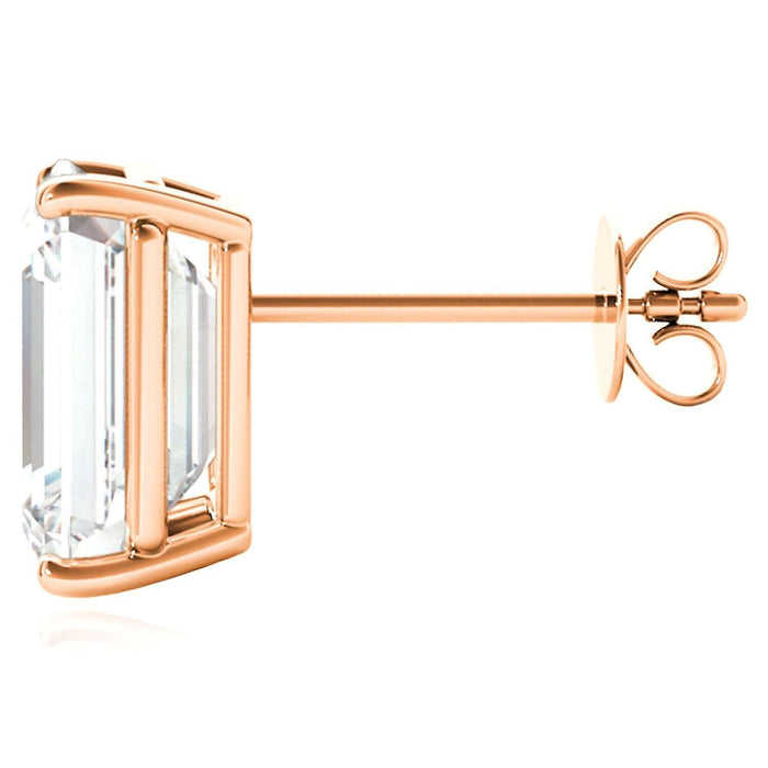 Lab - Grown Diamond 14K Rose Gold Emerald - Cut Stud Earrings - WJD Exclusives