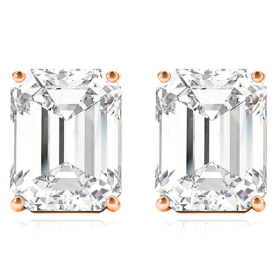 Lab - Grown Diamond 14K Rose Gold Emerald - Cut Stud Earrings - WJD Exclusives