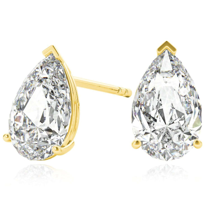 Lab - Grown Diamond 14K Gold Pear - Cut Push Back Stud Earrings - WJD Exclusives