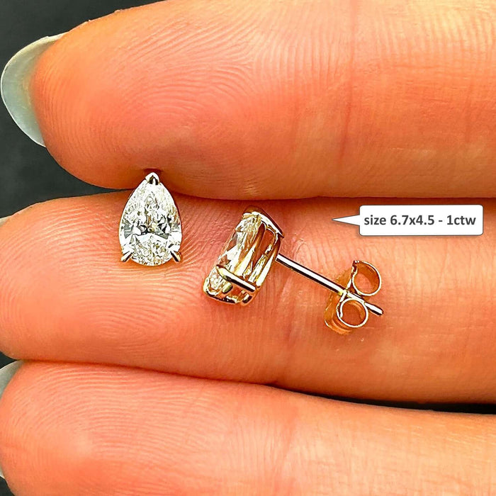Lab - Grown Diamond 14K Gold Pear - Cut Push Back Stud Earrings - WJD Exclusives