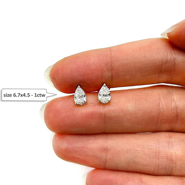 Lab - Grown Diamond 14K Gold Pear - Cut Push Back Stud Earrings - WJD Exclusives