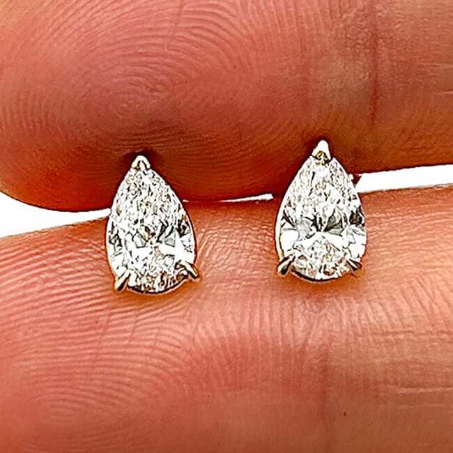 Lab - Grown Diamond 14K Gold Pear - Cut Push Back Stud Earrings - WJD Exclusives