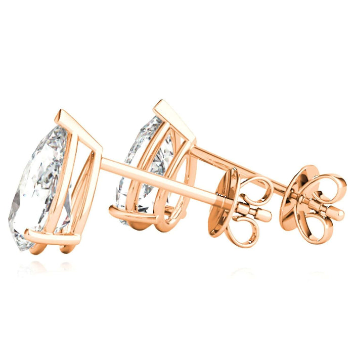 Lab - Grown Diamond 14K Rose Gold Pear - Cut Push Back Stud Earrings - WJD Exclusives