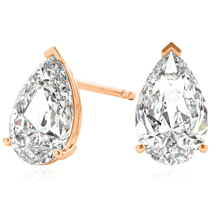 Lab - Grown Diamond 14K Rose Gold Pear - Cut Push Back Stud Earrings - WJD Exclusives