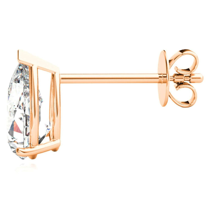 Lab - Grown Diamond 14K Rose Gold Pear - Cut Push Back Stud Earrings - WJD Exclusives