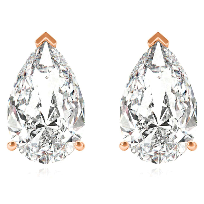 Lab - Grown Diamond 14K Rose Gold Pear - Cut Push Back Stud Earrings - WJD Exclusives
