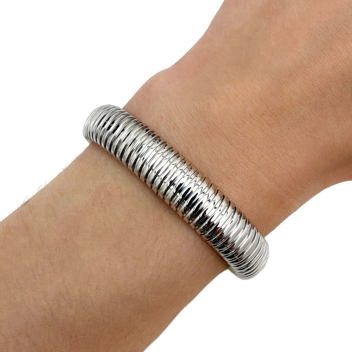 Sterling Silver 14mm Omega Bracelet (Solid Links) 7.5" - WJD Exclusives