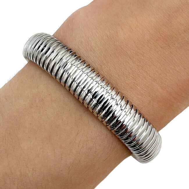 Sterling Silver 14mm Omega Bracelet (Solid Links) 7.5" - WJD Exclusives