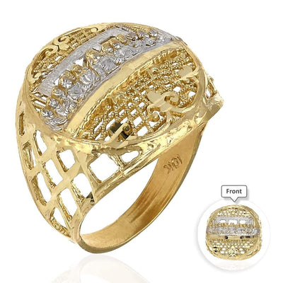 Solid 10K Gold Two-Tone Religious Jesus Last Supper Ring