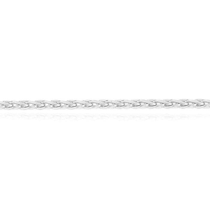 14K Yellow White Gold Diamond - Cut Spiga Wheat Ankle Bracelet (Solid Links) 10" - WJD Exclusives