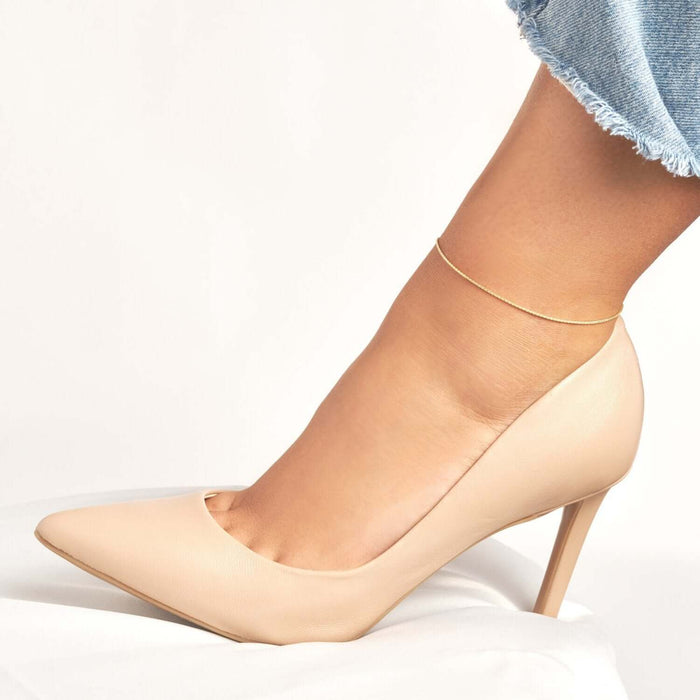 14K Yellow White Gold Diamond - Cut Spiga Wheat Ankle Bracelet (Solid Links) 10" - WJD Exclusives