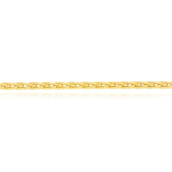14K Yellow White Gold Diamond - Cut Spiga Wheat Ankle Bracelet (Solid Links) 10" - WJD Exclusives