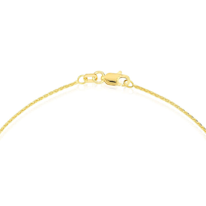 14K Yellow White Gold Diamond - Cut Spiga Wheat Ankle Bracelet (Solid Links) 10" - WJD Exclusives