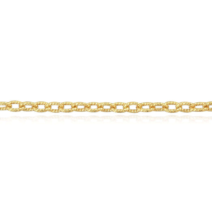 14K Yellow Gold 1.8mm Textured Rolo Ankle Bracelet (Solid Links) 10" - WJD Exclusives