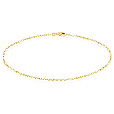 14K Yellow Gold 1.8mm Textured Rolo Ankle Bracelet (Solid Links) 10" - WJD Exclusives