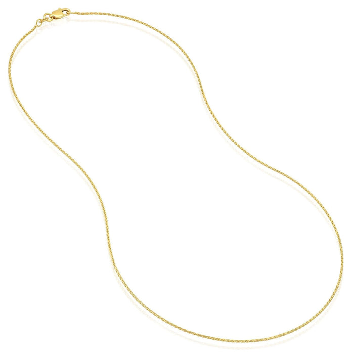 14K Yellow White Gold 1mm Spiga Diamond - Cut Wheat Chain (Solid Links) 16" - 24" - WJD Exclusives
