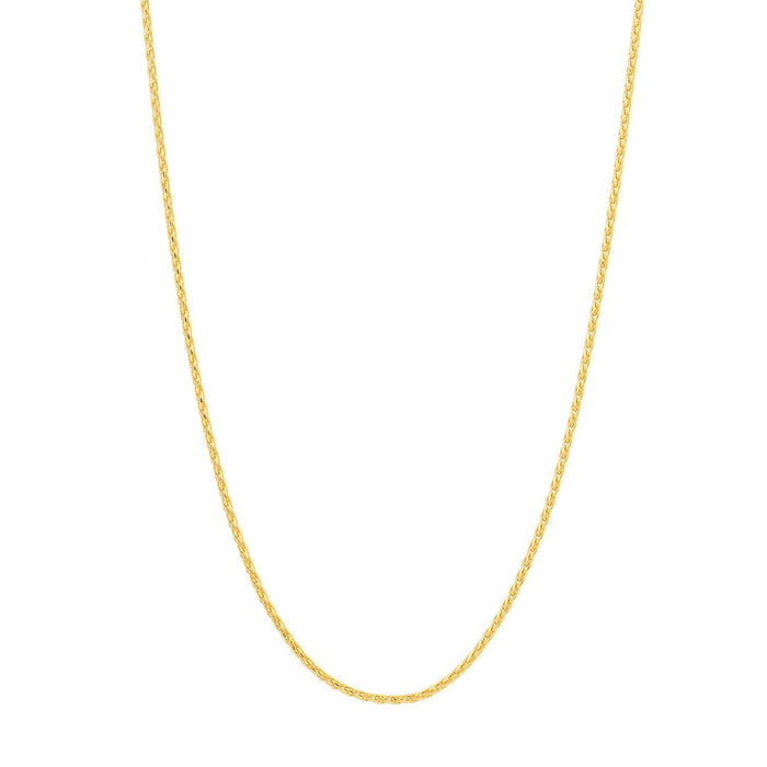 14K Yellow White Gold 1mm Spiga Diamond - Cut Wheat Chain (Solid Links) 16" - 24" - WJD Exclusives