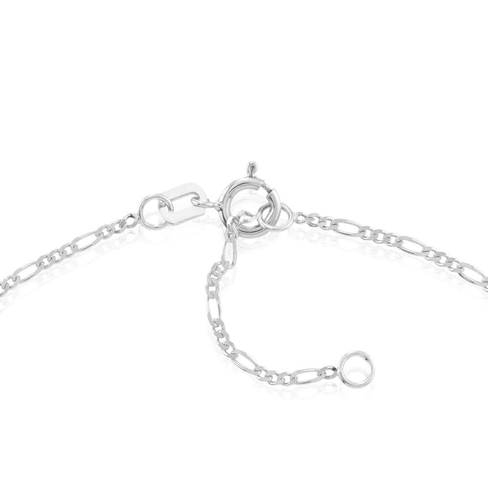 14K Yellow White Gold Figaro Ankle Bracelet (Solid Links) 9" - 10" Adjustable - WJD Exclusives