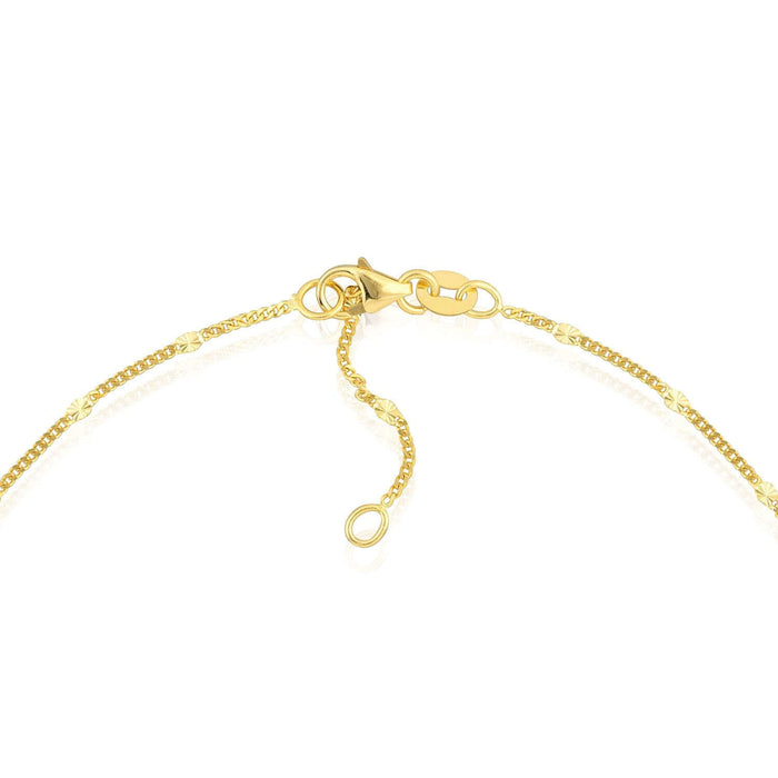 14K Yellow Gold Curb Ankle Bracelet (Solid Links) 9" - 10" Adjustable - WJD Exclusives