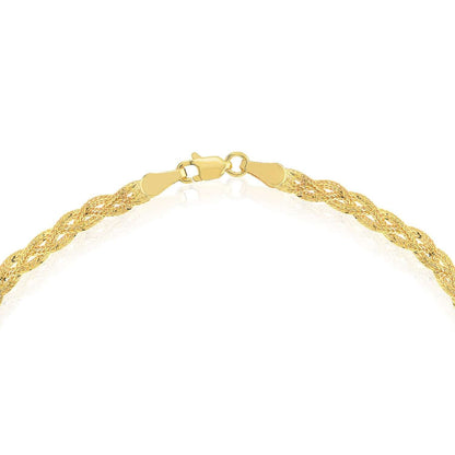 14K Real Gold 3mm Fox Link Ankle Bracelet 10"