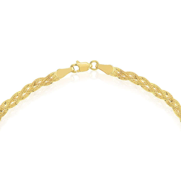 14K Yellow Gold 3mm Fox Link Ankle Bracelet (Solid Links) 10" - WJD Exclusives